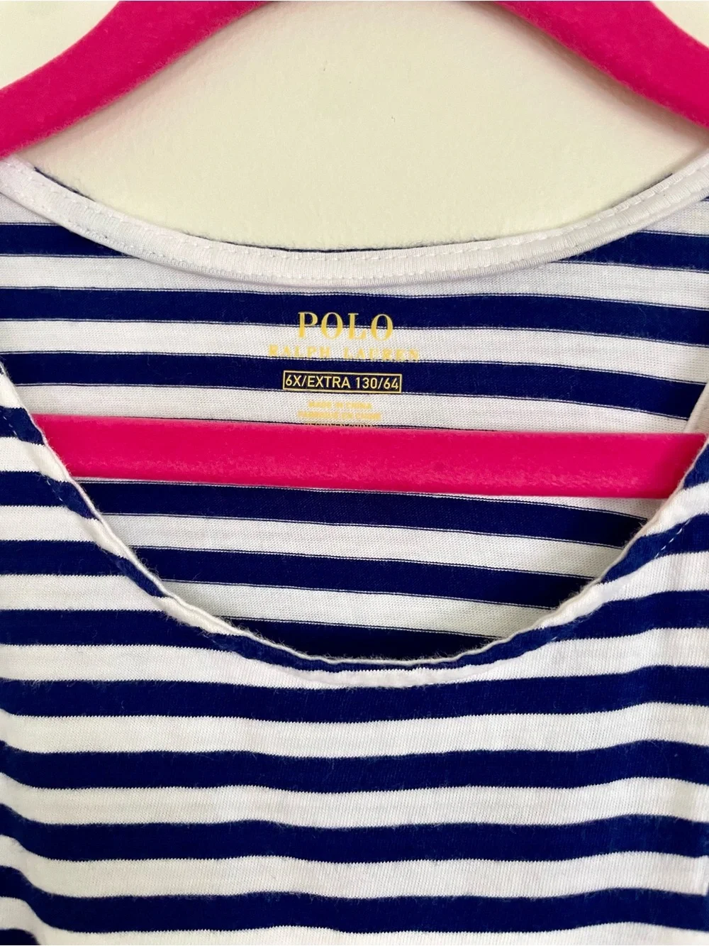 Polo by Ralph Lauren Navy & White Stripe Ruffle Hem Dress
